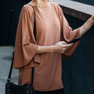 Amaryllis Tops - Camel Boatneck with Bell Sleeves Amaryllis Tops - Camel Boatneck with Bell Sleeves
